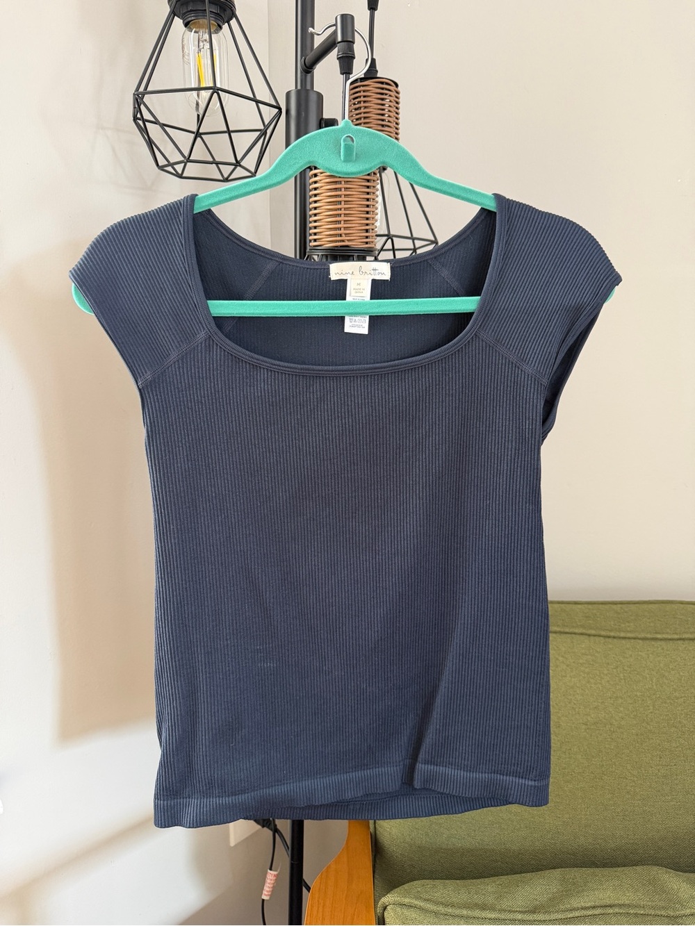 nine britton Navy Ribbed Scoop-Neck Tank Top